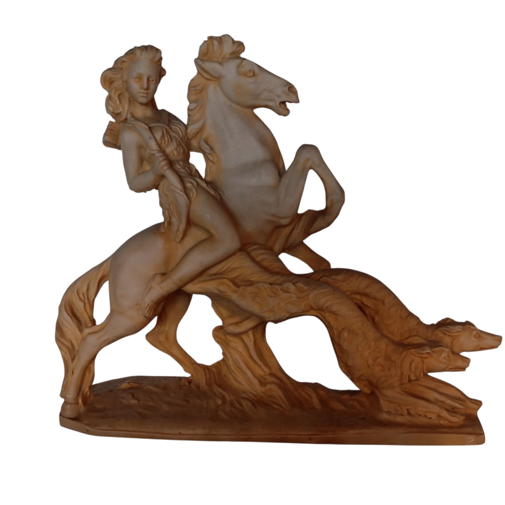 A Santini Signed Vintage Woman On A Horse Sculpture